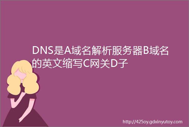 DNS是A域名解析服务器B域名的英文缩写C网关D子
